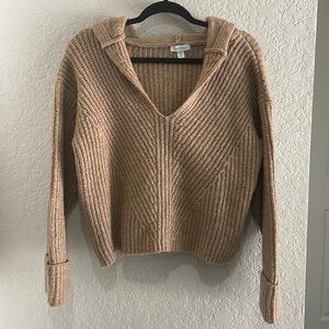 Topshop chunky knit tan sweater with hood